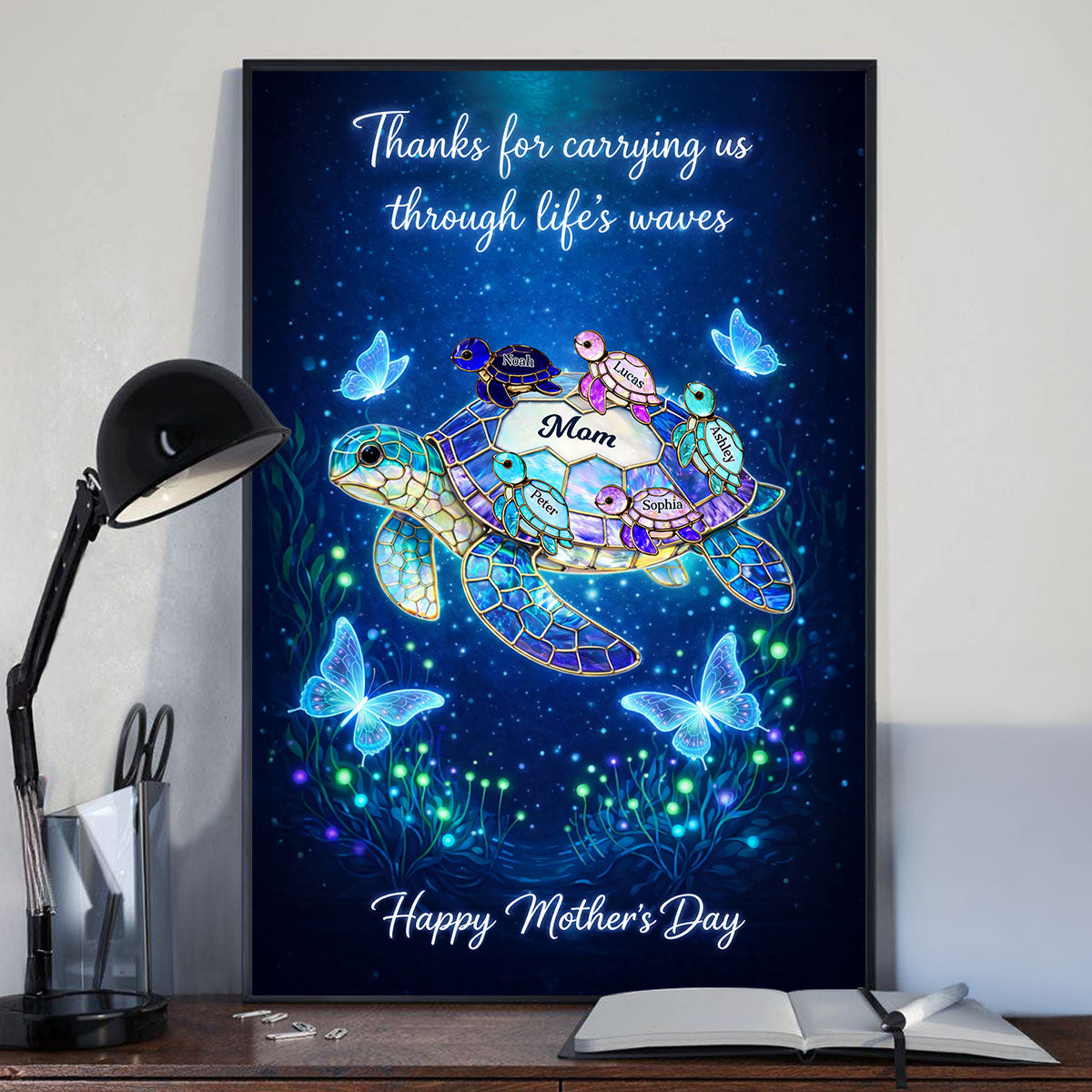 Thanks for Carrying Us Through Life's Waves - Personalized Poster - Mother's Day Gift for Mom, Wife