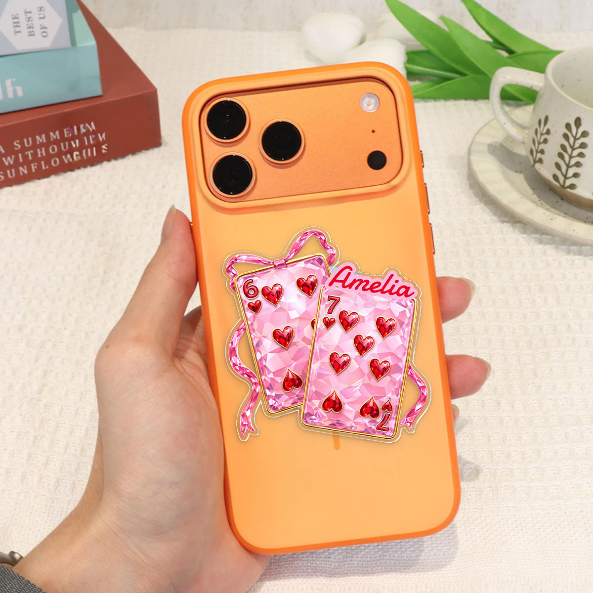 Playing Cards Valentine 6 7 Coquette - Personalized Acrylic Magnetic Phone Grip - Gift for Myself