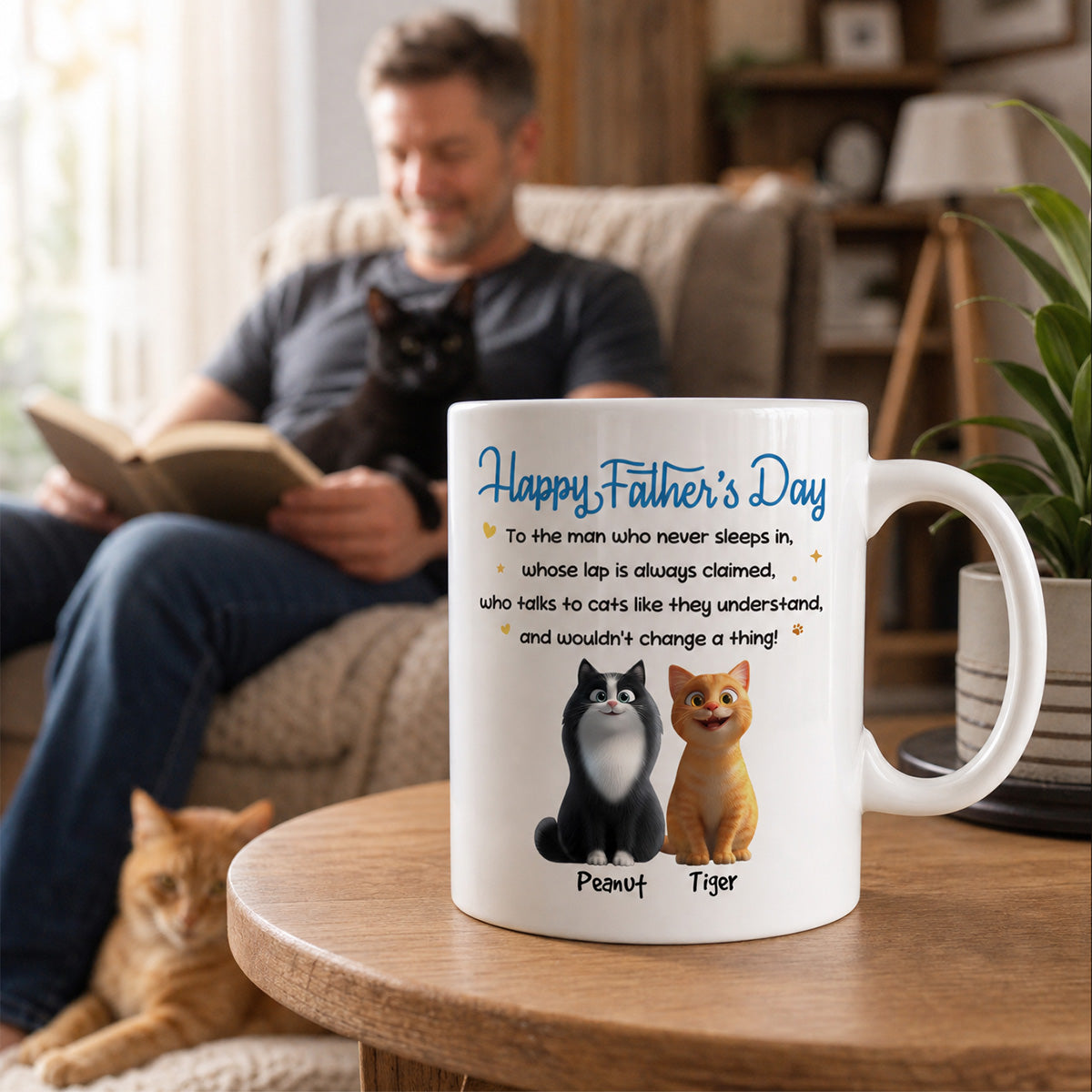 Happy Father's Day To Cat Dad - Personalized Mug