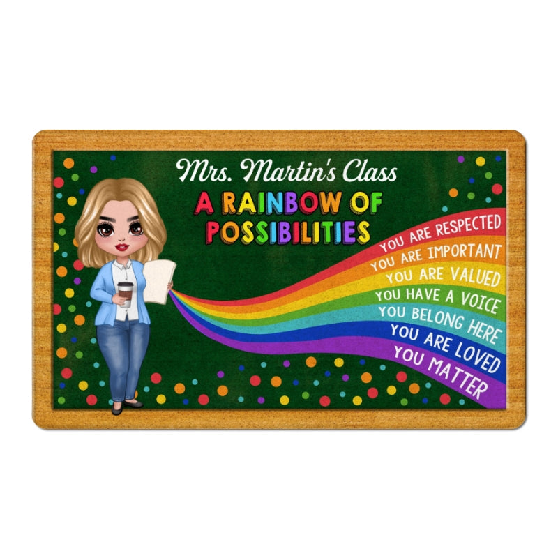 Teacher Classroom Rainbow Of Possibilities Back To School Personalized Doormat
