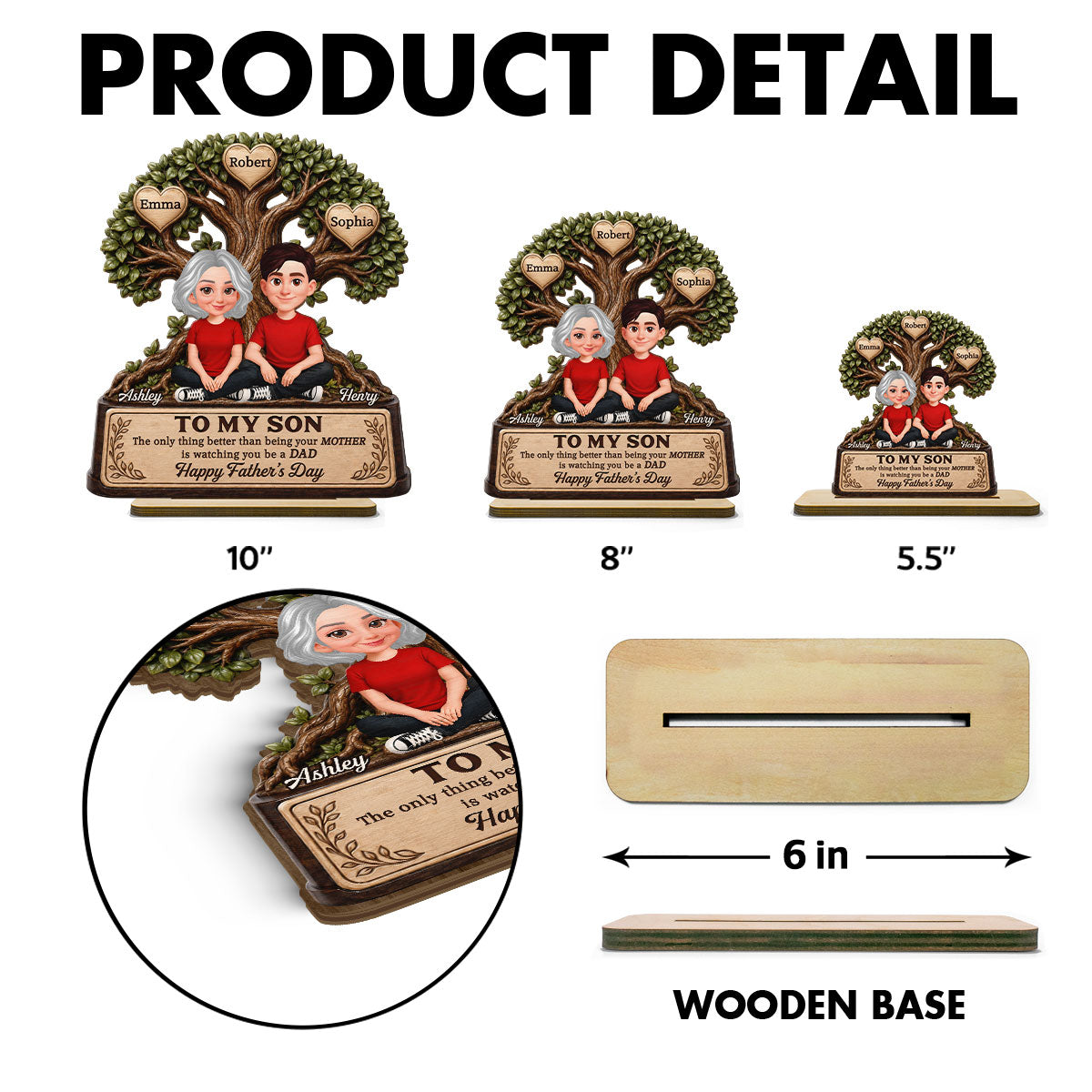 To My Son Watching You Be A Dad From Mom - Personalized 2-Layered Wooden Plaque -  Gift For Son