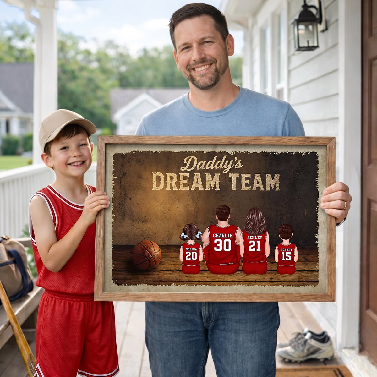 Daddy's Basketball Dream Team - Personalized Poster - Father's Day Gift for Dad, Husband