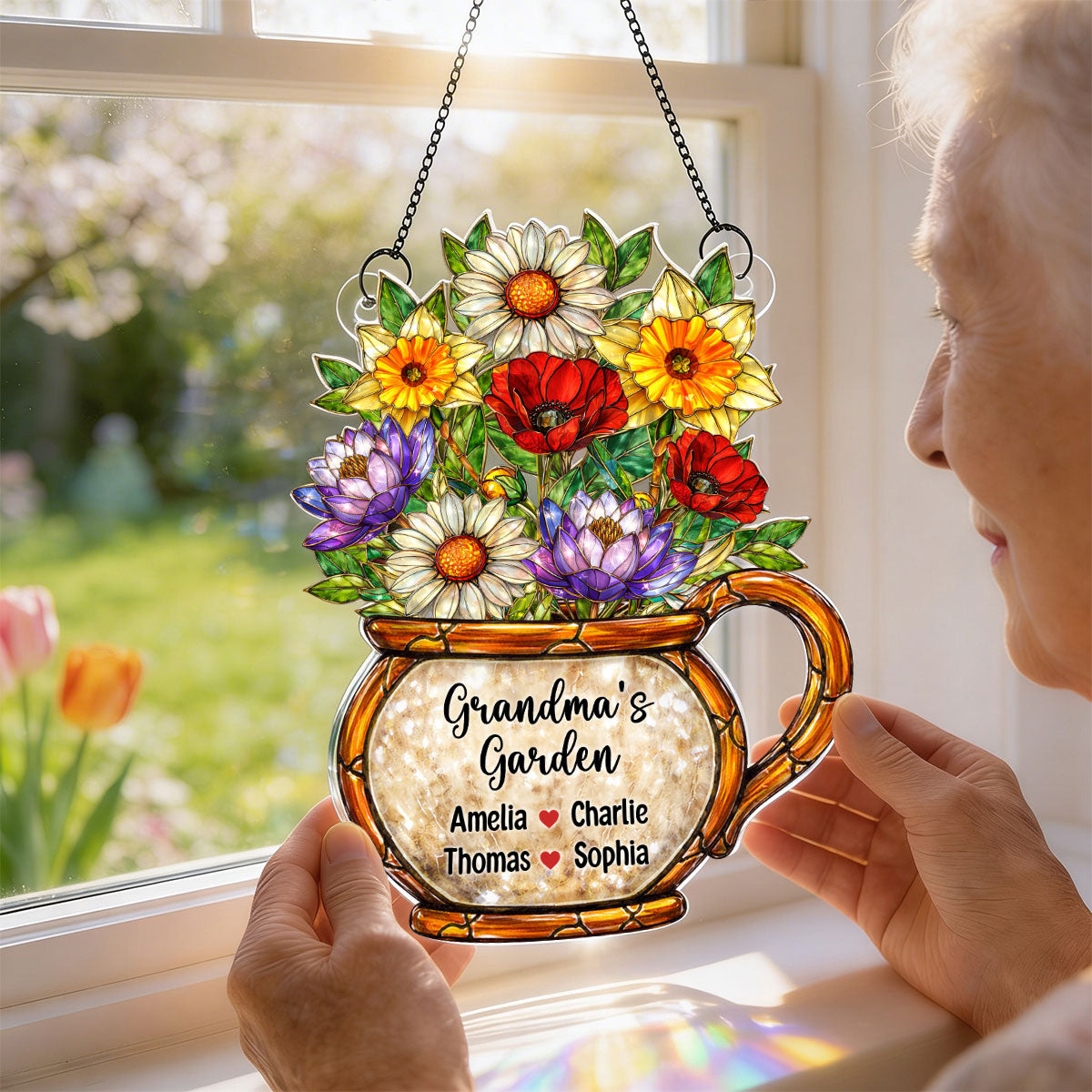 Grandma's Garden Birth Flowers - Personalized Suncatcher - Sentimental Mother's Day Gift for Grandma, Mom, Wife