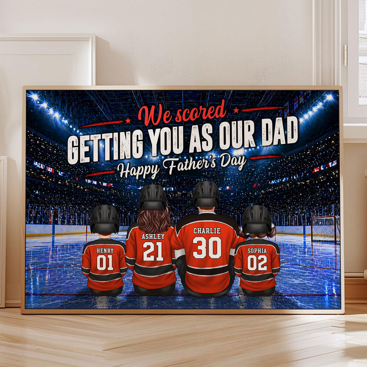 Hockey Dad We Scored Getting You As Our Dad - Personalized Poster - Father's Day Gift For Basketball Dad, Husband