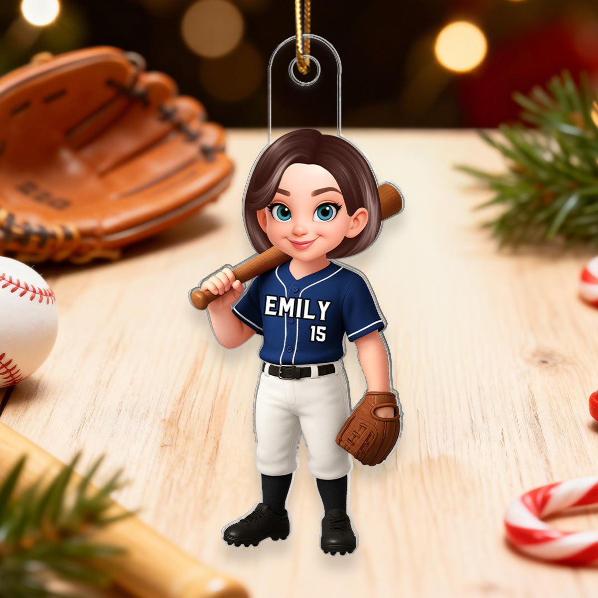 3D Effect Baseball Player - Personalized Acrylic Ornament - Christmas Gift For Baseball Players