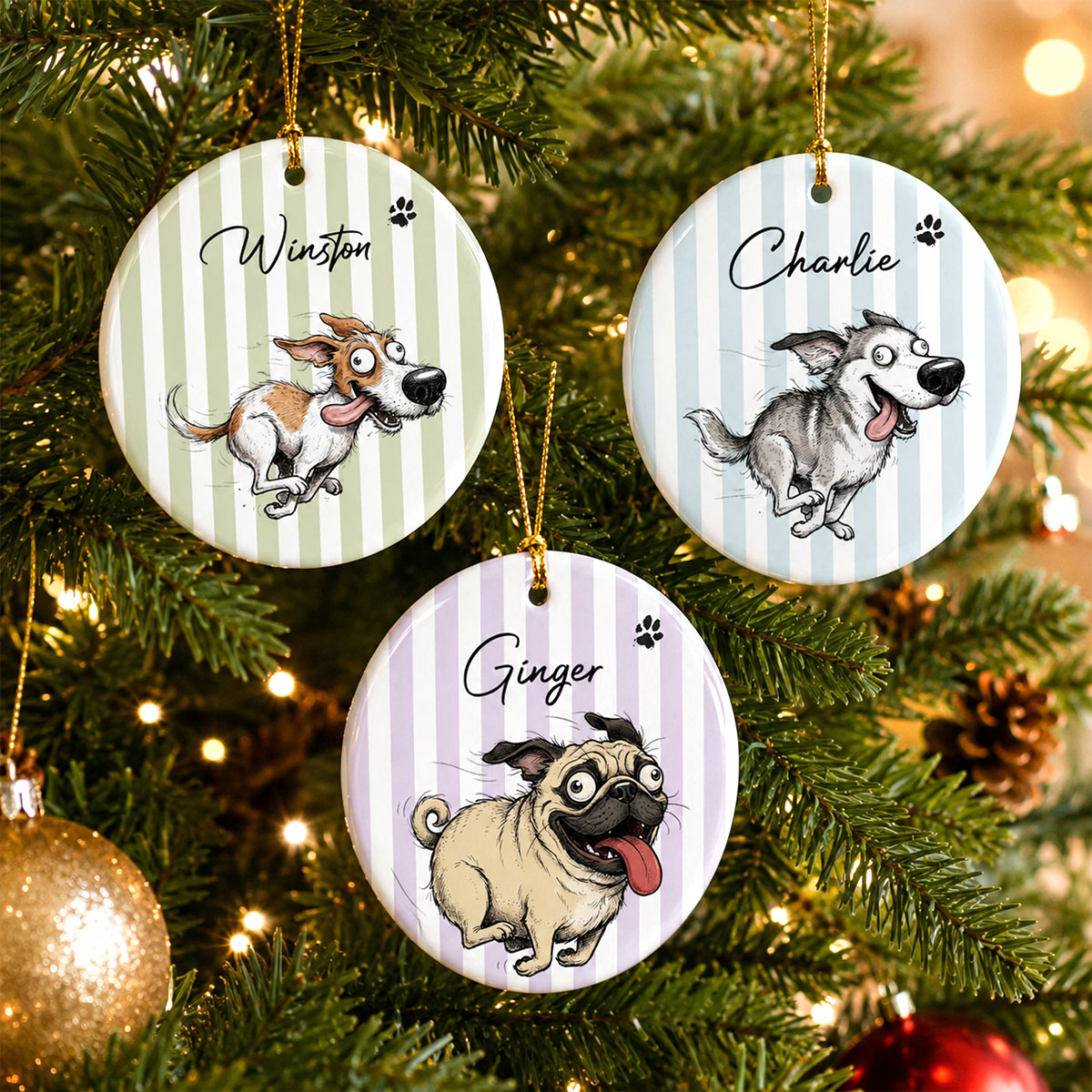 Watercolor Pet Zoomies Portrait From Your Photo - Personalized Ceramic Ornament - Christmas Keepsake For Dog Cat Lover
