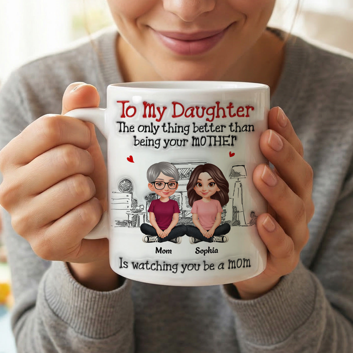 To My Daughter From Mom Dad 2D Flat - Personalized Mug - Heartfelt Mother's Day Gift For Daughter