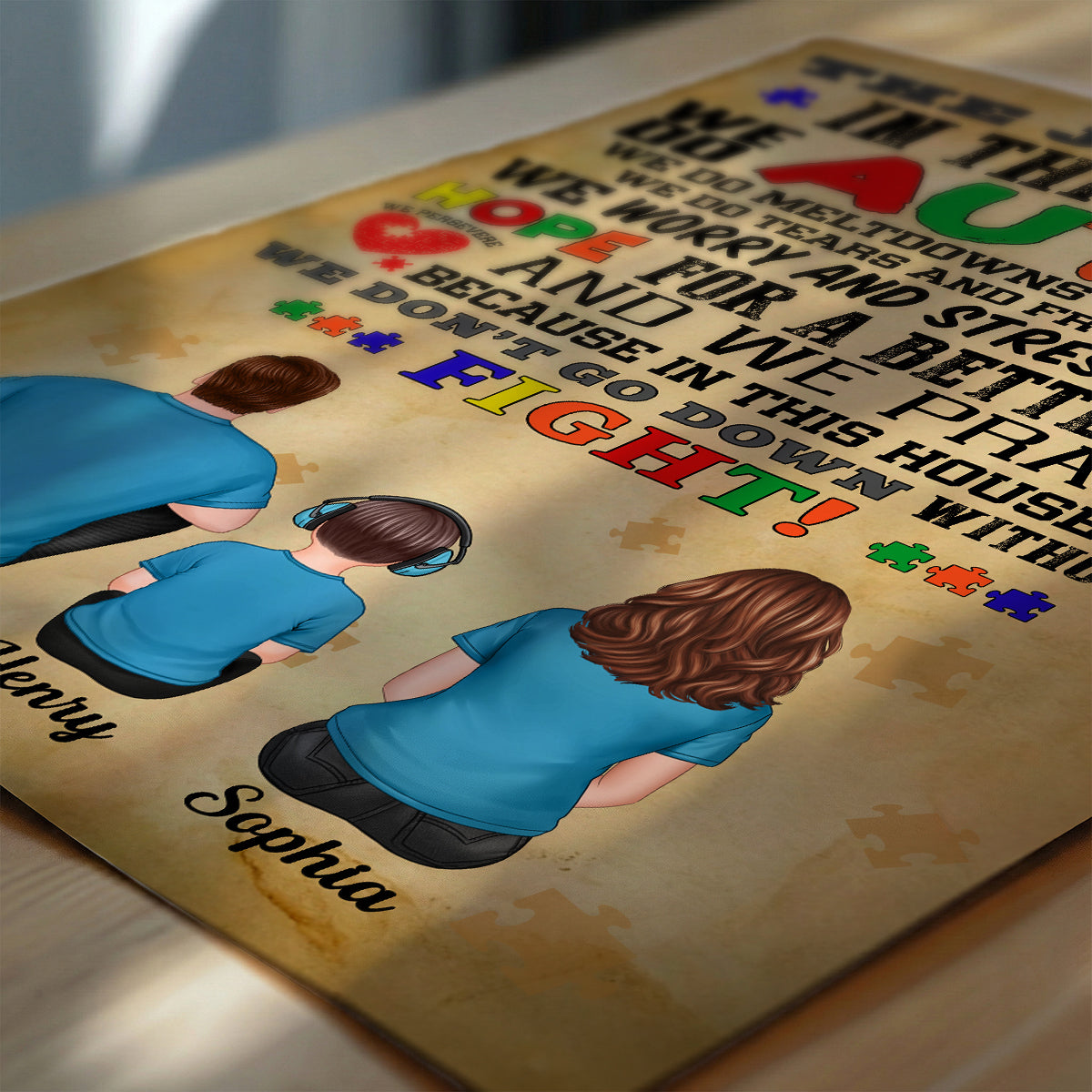 In This House We Do Autism Family Back View - Personalized Poster - Autism Awareness Home Decor