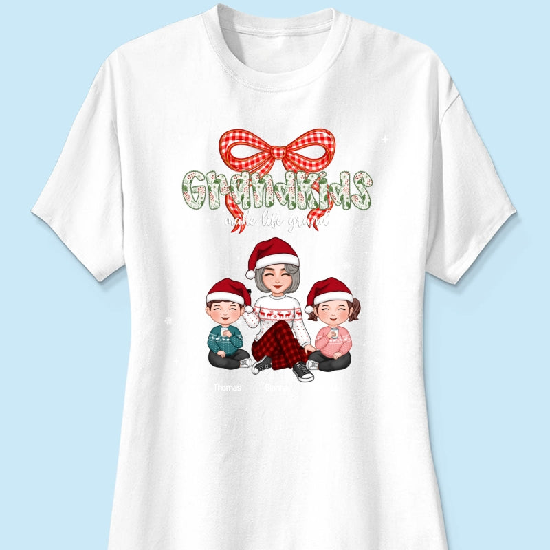 Grandkids Make Life Grand Coquette Floral Christmas Pattern - Personalized Shirt