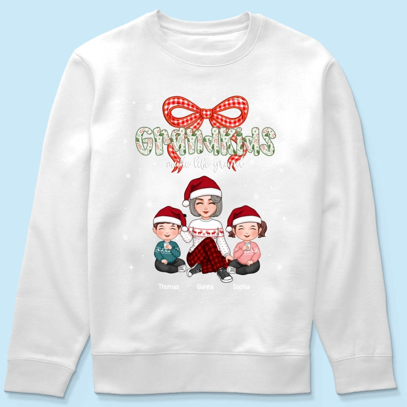 Grandkids Make Life Grand Coquette Floral Christmas Pattern - Personalized Shirt