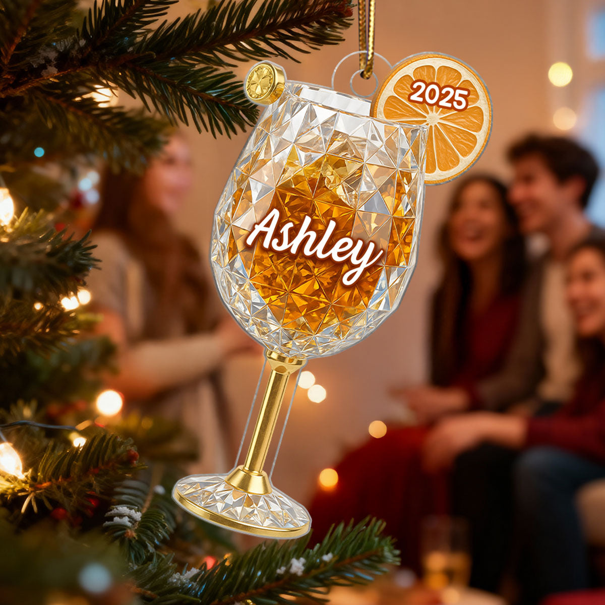 Handblown Glass Aperol Spritz Crystal Effect - Personalized Acrylic Ornament - Unique Christmas Gift For Besties, Cocktail Lover