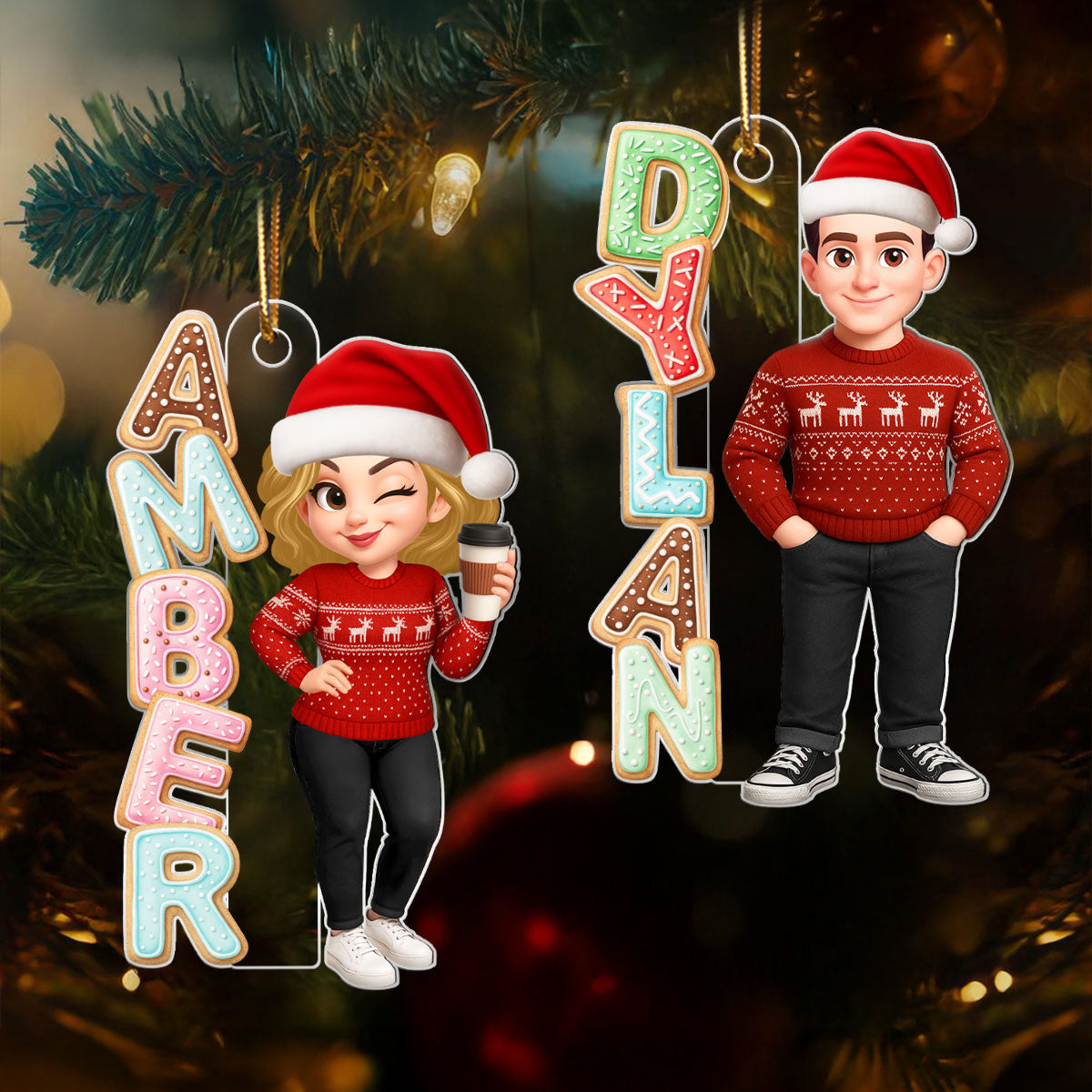 Cookies Alphabet Custom Name - Personalized Acrylic Ornament - Christmas Gift for Loved Ones