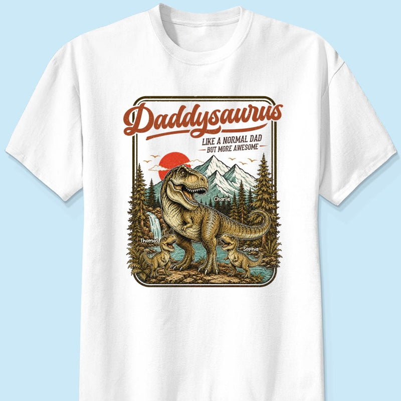 Retro Vintage Daddysaurus - Personalized Shirt - Funny Father's Day Gift For Dad, Husband