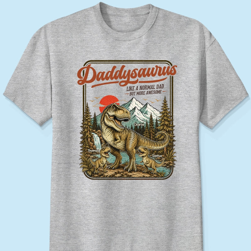 Retro Vintage Daddysaurus - Personalized Shirt - Funny Father's Day Gift For Dad, Husband