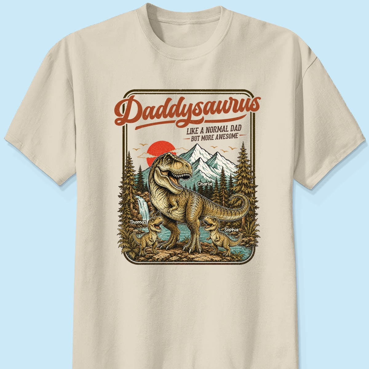Retro Vintage Daddysaurus - Personalized Shirt - Funny Father's Day Gift For Dad, Husband