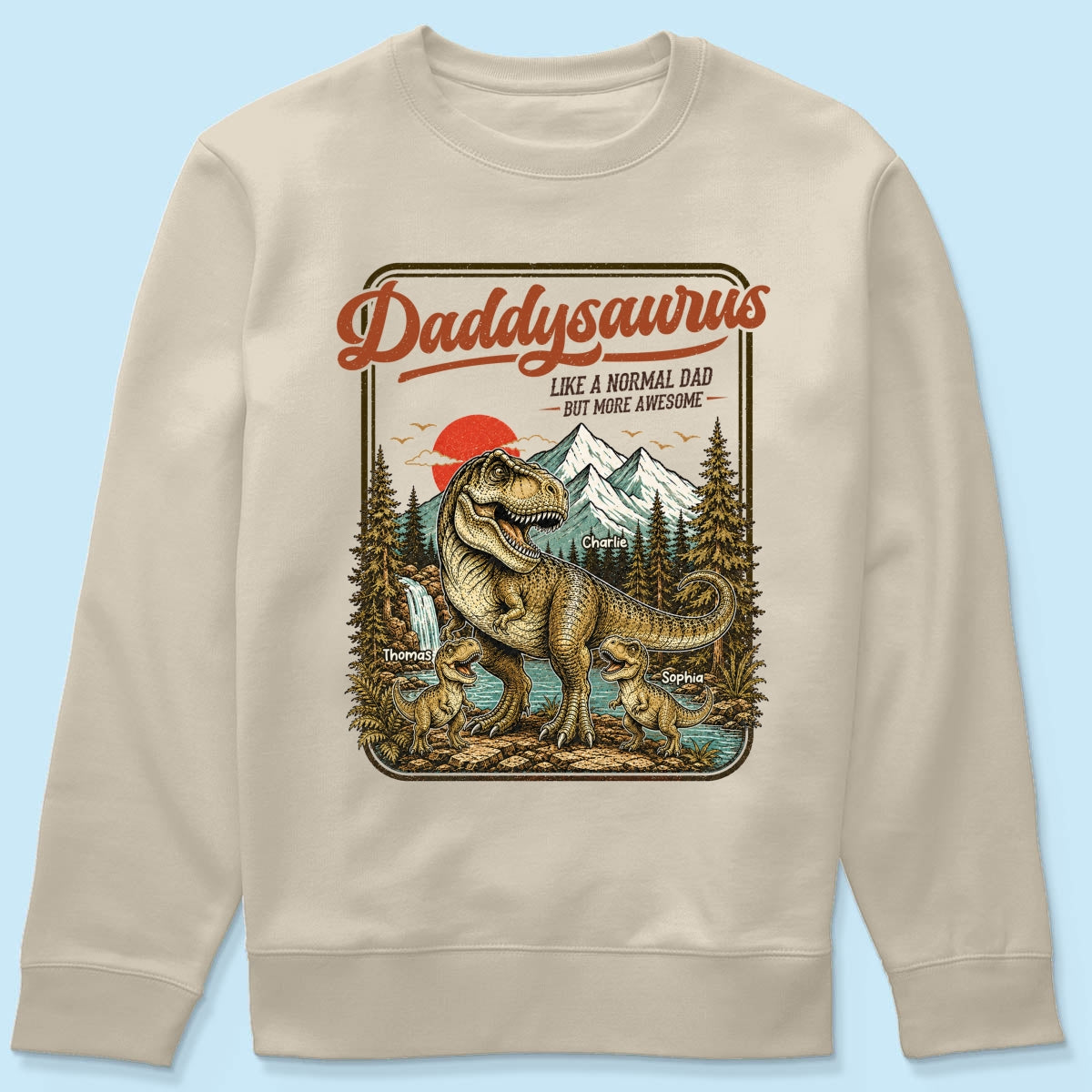 Retro Vintage Daddysaurus - Personalized Shirt - Funny Father's Day Gift For Dad, Husband