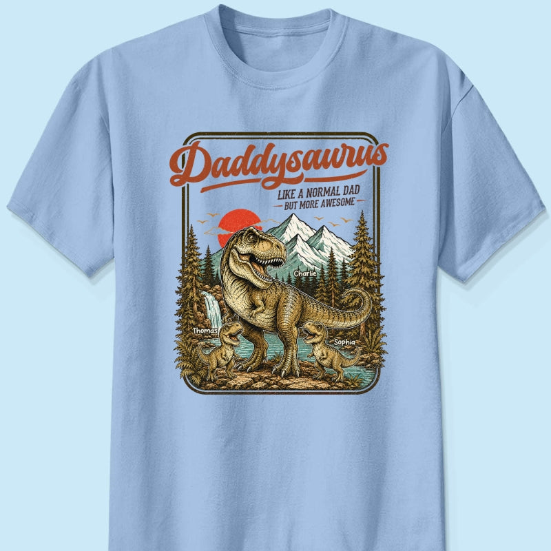 Retro Vintage Daddysaurus - Personalized Shirt - Funny Father's Day Gift For Dad, Husband