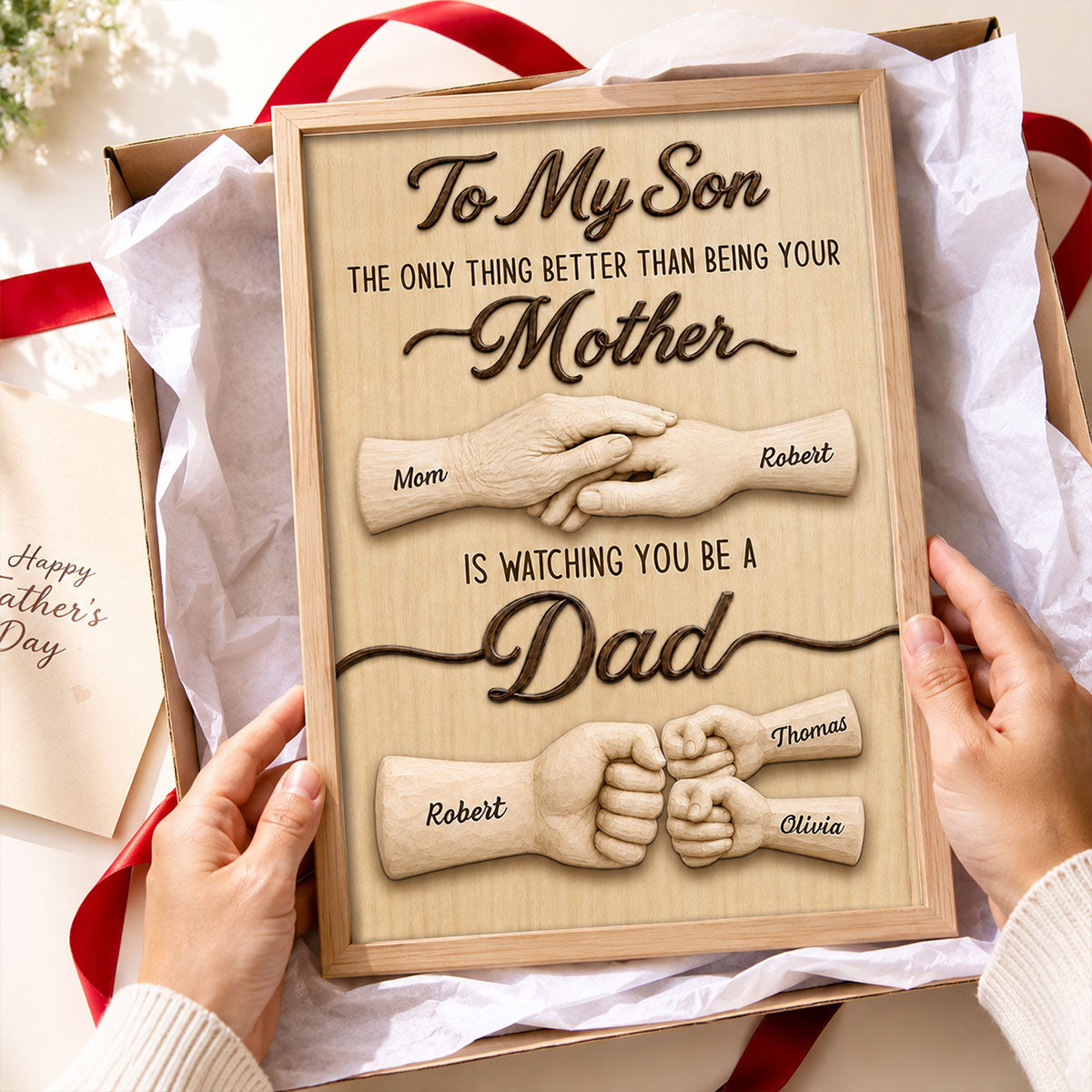 Rustic Sentimental To My Son Watching You Be A Dad From Mom - Personalized Poster - Father's Day Gift For Son