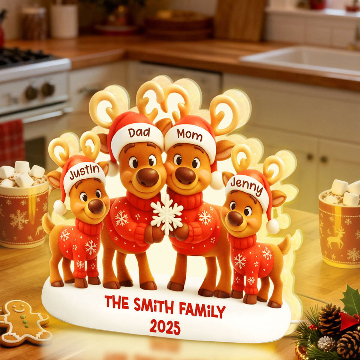 Family Reindeer - Personalized Light Box - Heartwarming Festive Christmas Decor