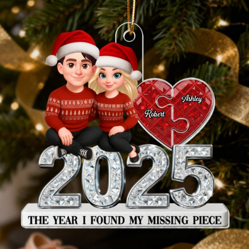 3D Effect Shining Effect Beautiful Couple The Year I Found My Missing Piece - Personalized Acrylic Ornament