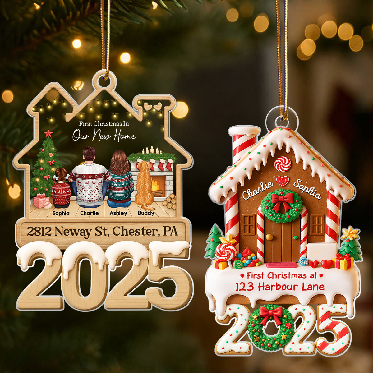 Family First Christmas In Our New Home - Personalized Acrylic Ornament - Unique Christmas Gift For Family