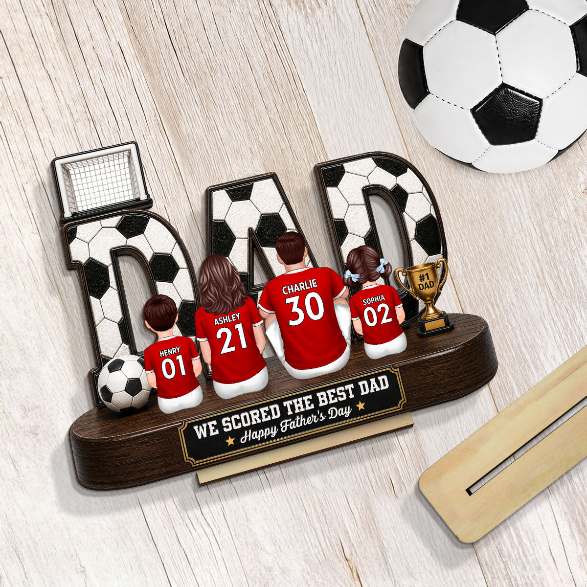 Soccer Family Legend We Scored The Best Dad - Personalized 2-Layered Wooden Plaque -  Gift For Dad, Husband, Soccer Lovers