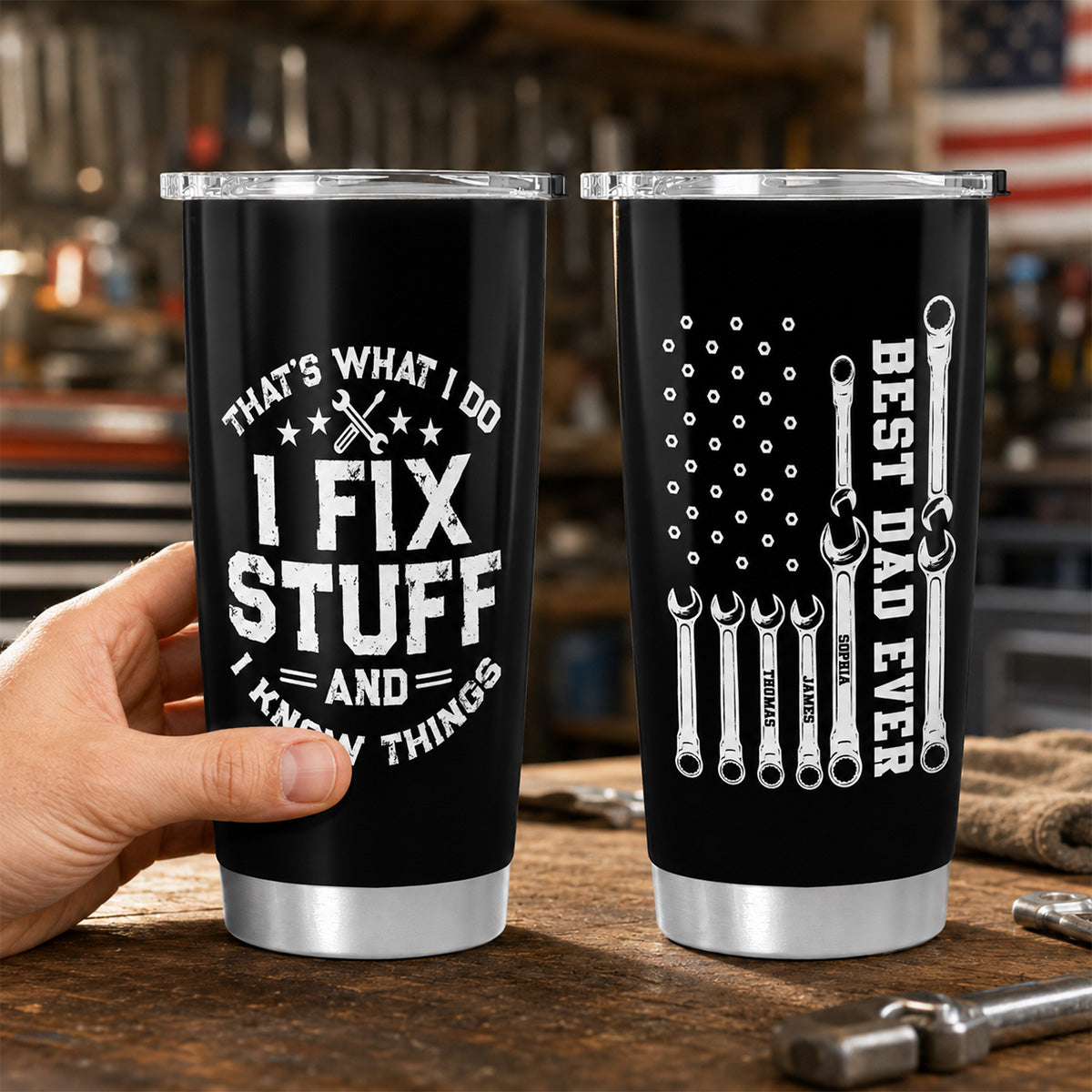 That's What I Do Mechanic Dad - Personalized Tumbler - Father's Day Gift For Dad, Grandpa