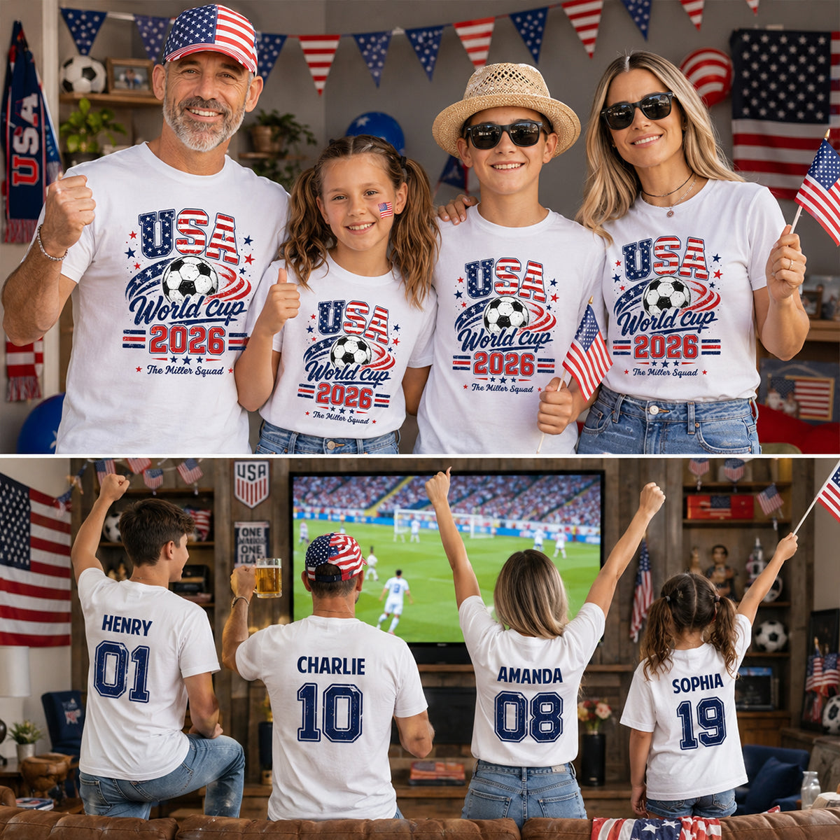 USA World Cup 2026 Family Personalized Matching Shirts - Patriotic USA Soccer Tees