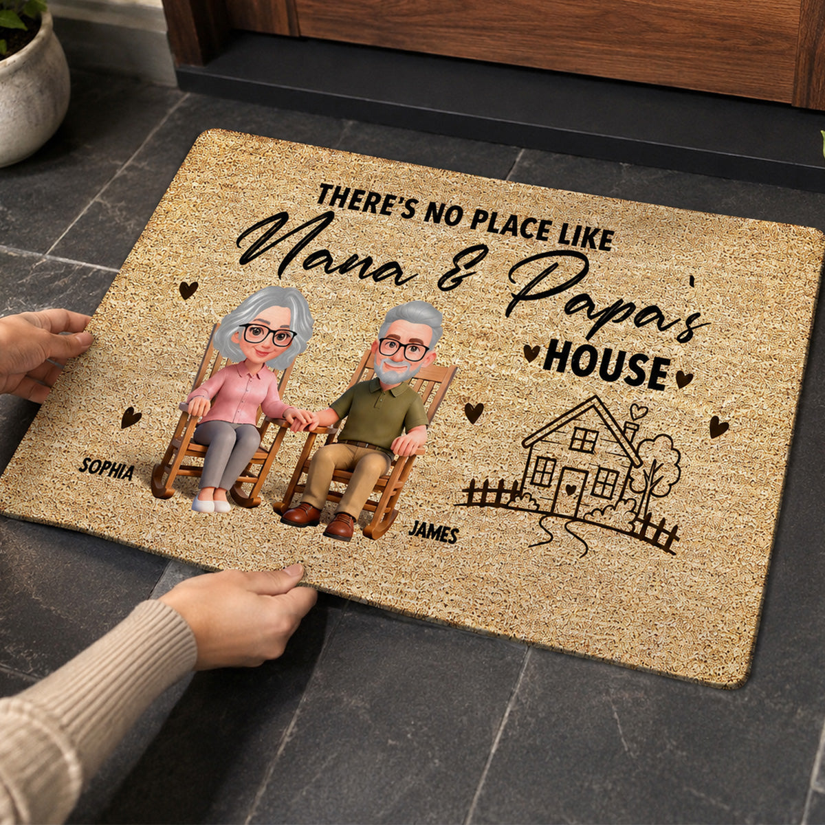 No Place Like Grandparents' House - Personalized Doormat - Home Decor Gift, Grandkids Welcome Decorations