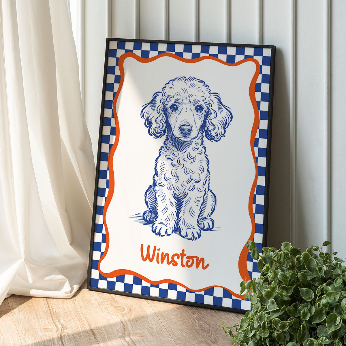 Custom Doodle Dog Portrait Minimalist, Unique Dog Art - Personalized Poster - Retro Pet Prints Gift