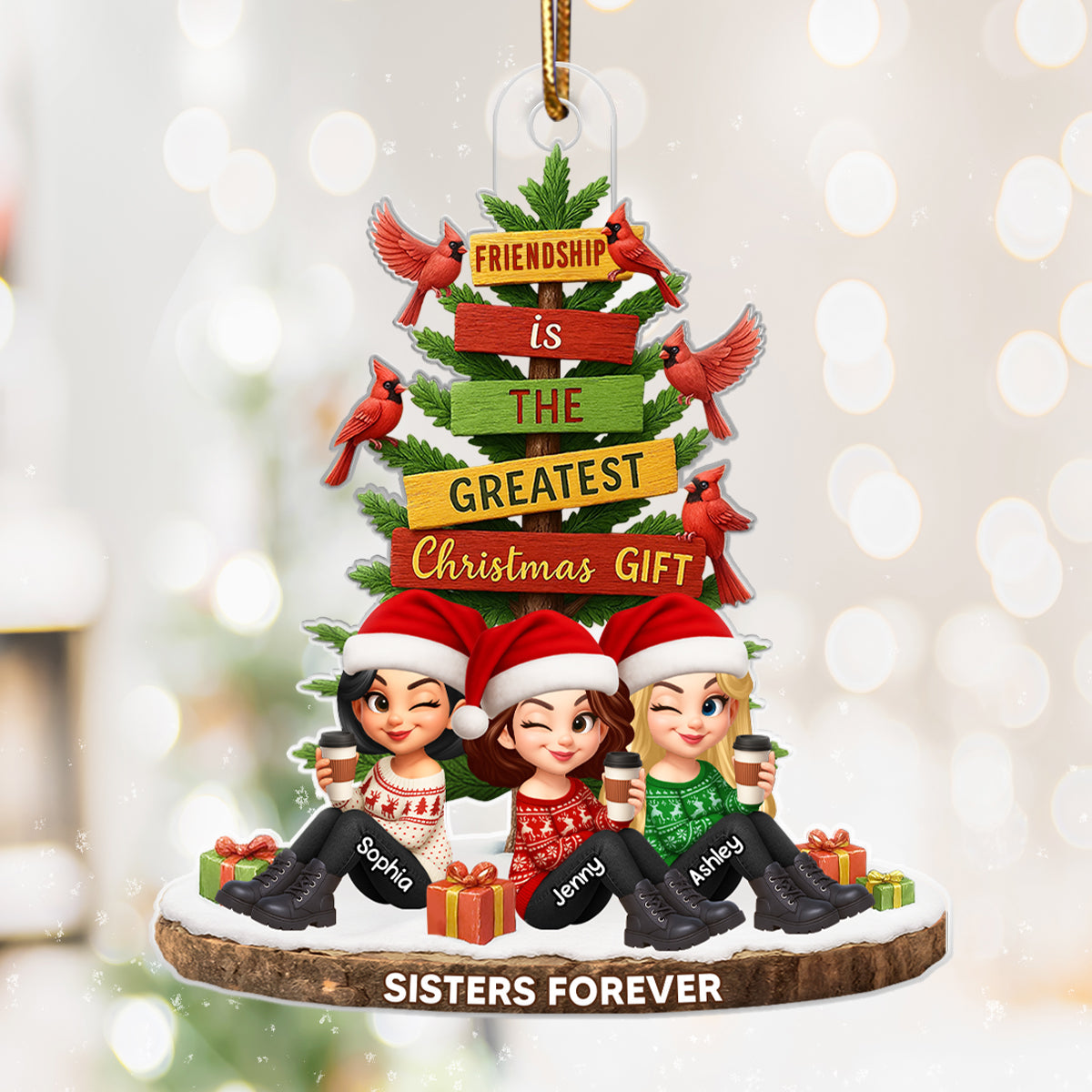 Friendship Is The Greatest Christmas Gift - Personalized Acrylic Ornament - Christmas Gift for Besties
