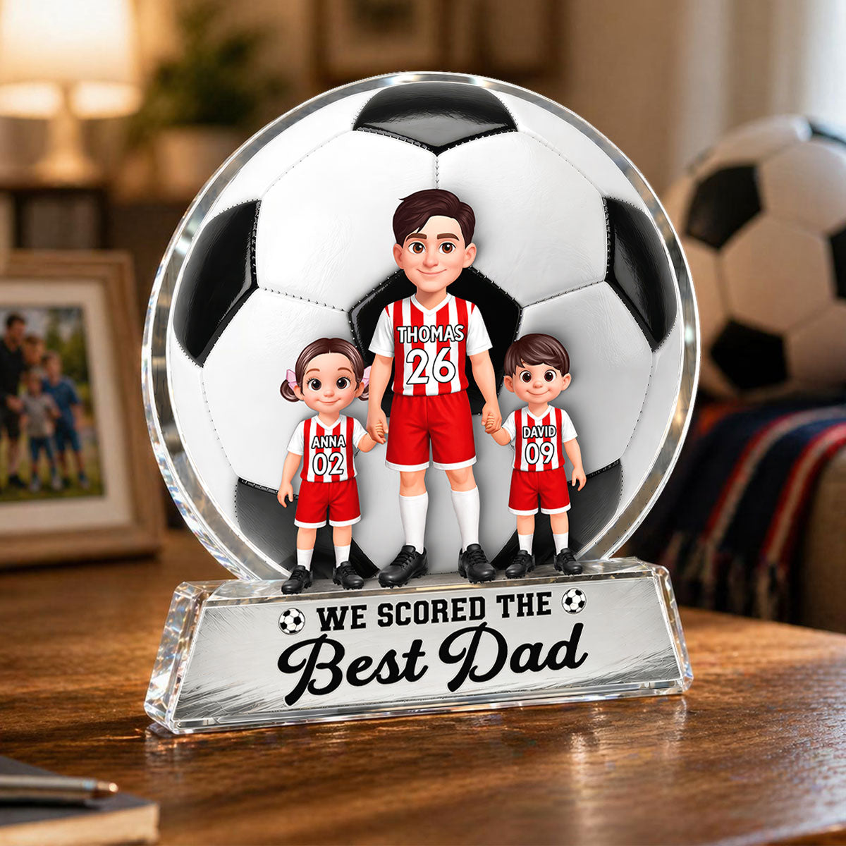 No 1 Soccer Dad We Scored The Best Dad - Personalized Acrylic Block Plaque -  Gift For Dad, Husband, Soccer Lovers