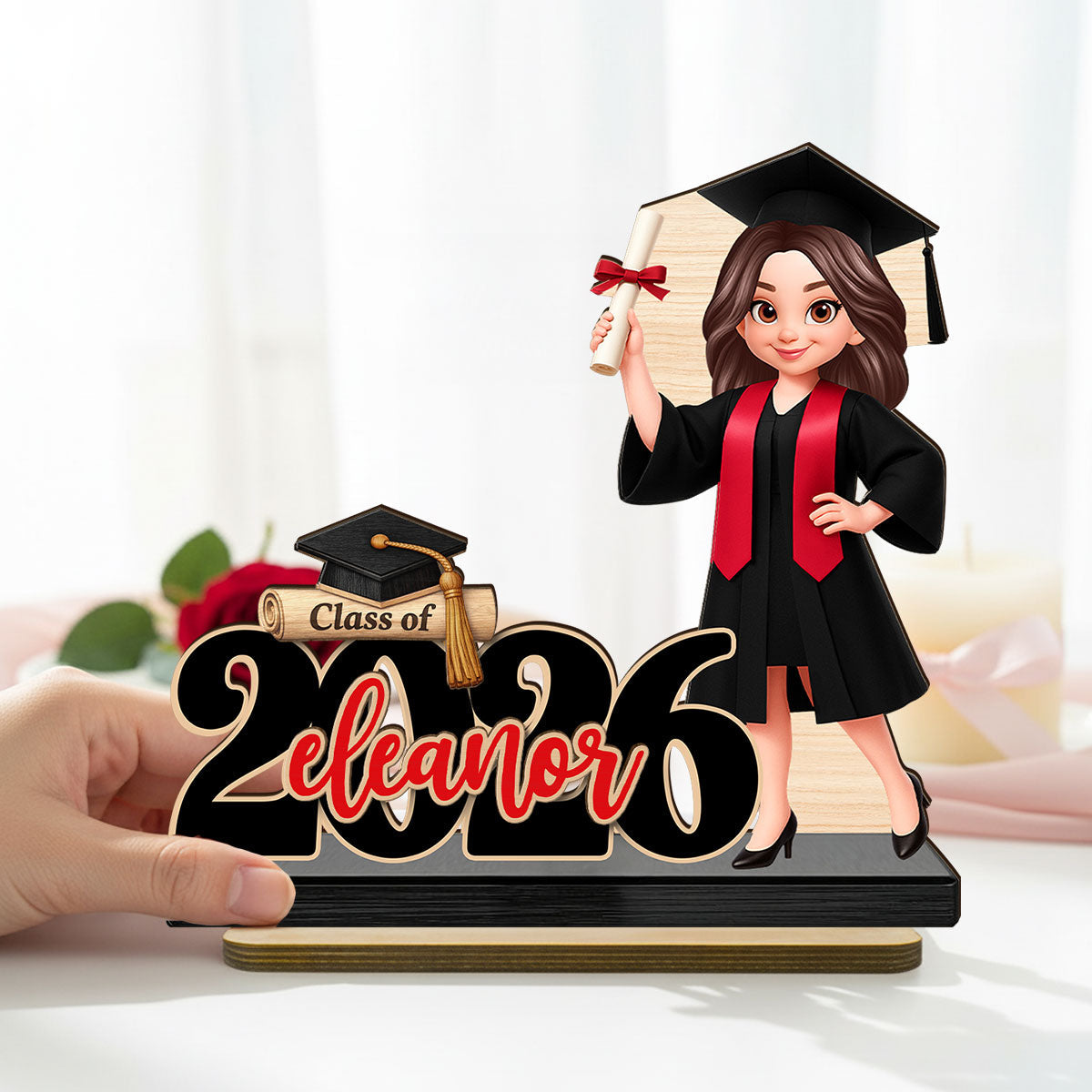 Class Of 2026 2027 Senior With Name 2D Flat - Personalized 2-Layered Wooden Plaque - Graduation Gift For Graduates, Daughter, Son