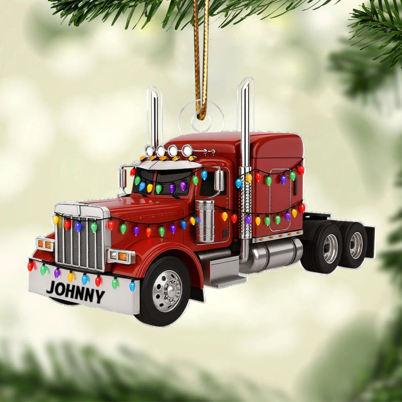 Keep On Rolling Proud Trucker – Personalized Acrylic Ornament – Appreciation Christmas Gift for Truck Drivers