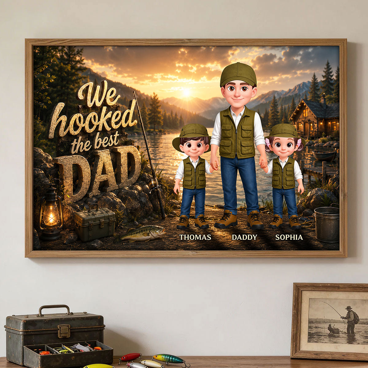 The Best Catch Dad Fishing - Personalized Poster - Father's Day Gift For Dad, Husband