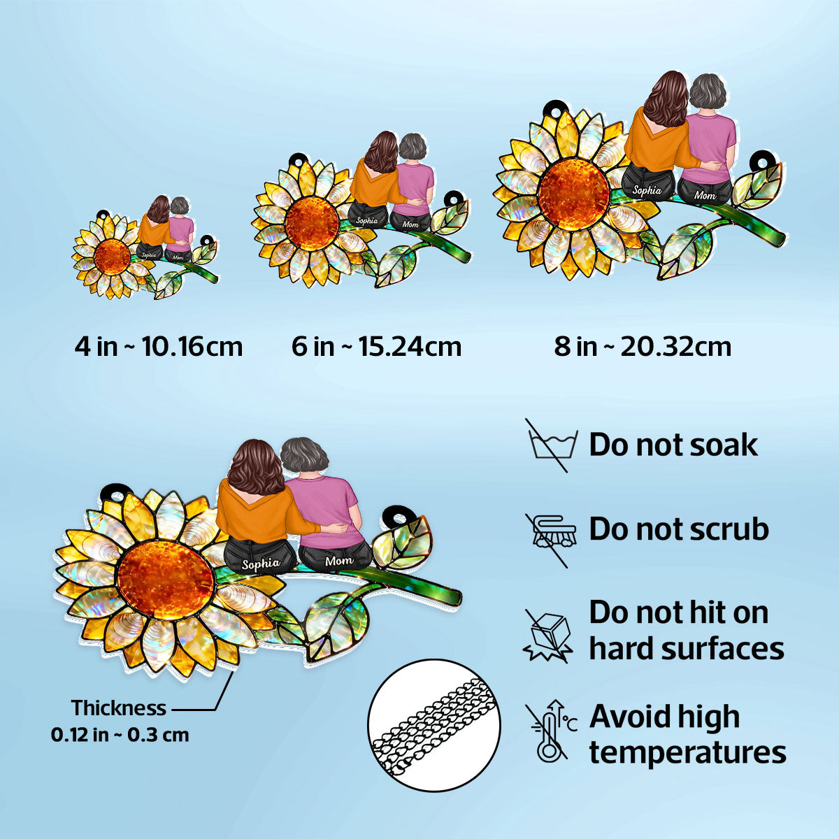 Mother Daughter Sunflower - Personalized Suncatcher - Mother's Day Gift for Mom