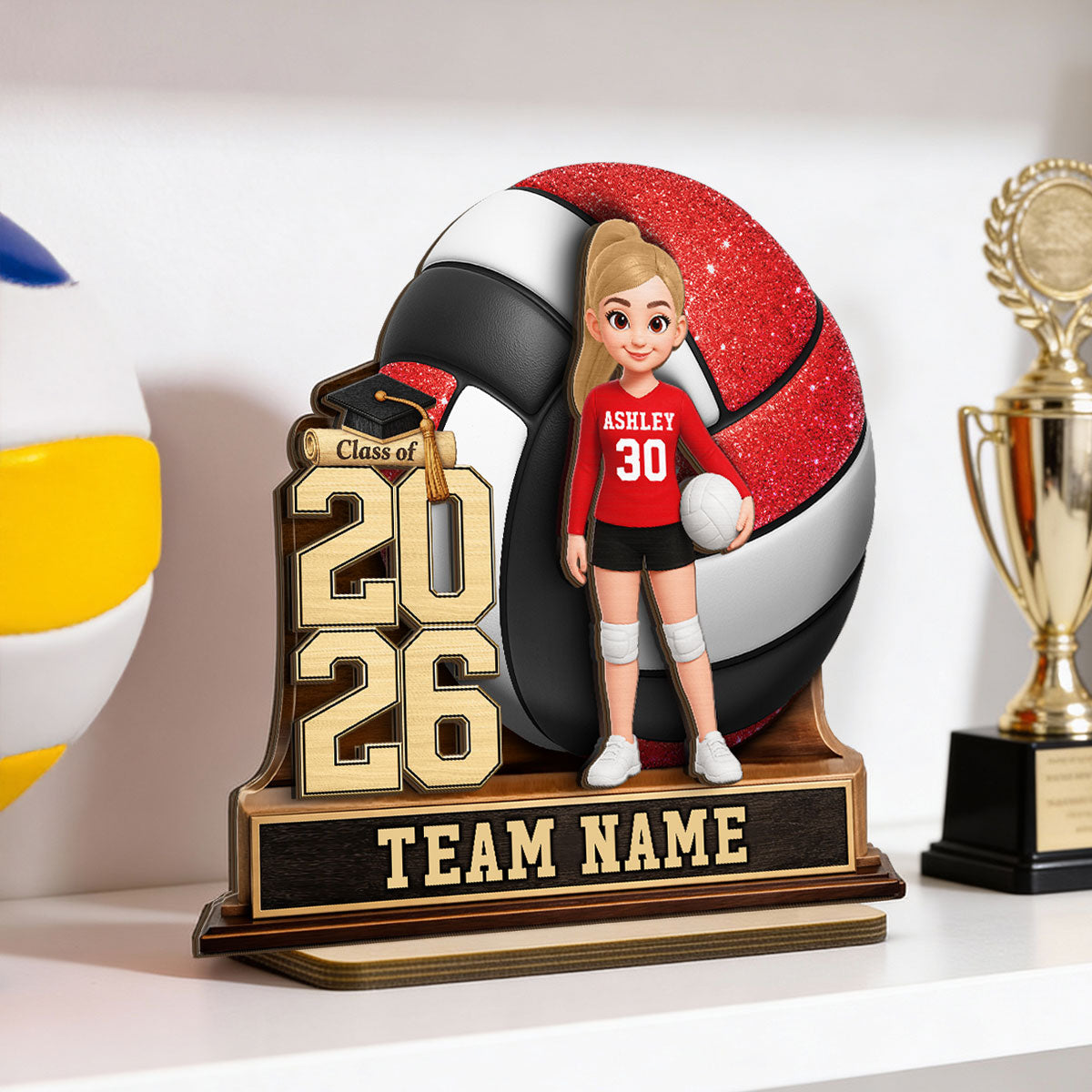 Volleyball Senior Keepsake 2D Flat - Personalized 2-Layered Wooden Plaque - Graduation Gift For Daughter, Graduates, Class of 2026