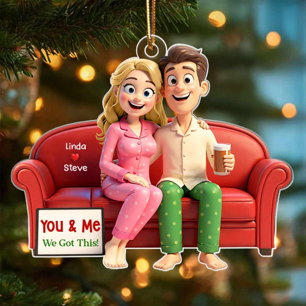 Cartoon Couple You & Me We Got This - Personalized Acrylic Ornament - Christmas Gift for him, Gift for her