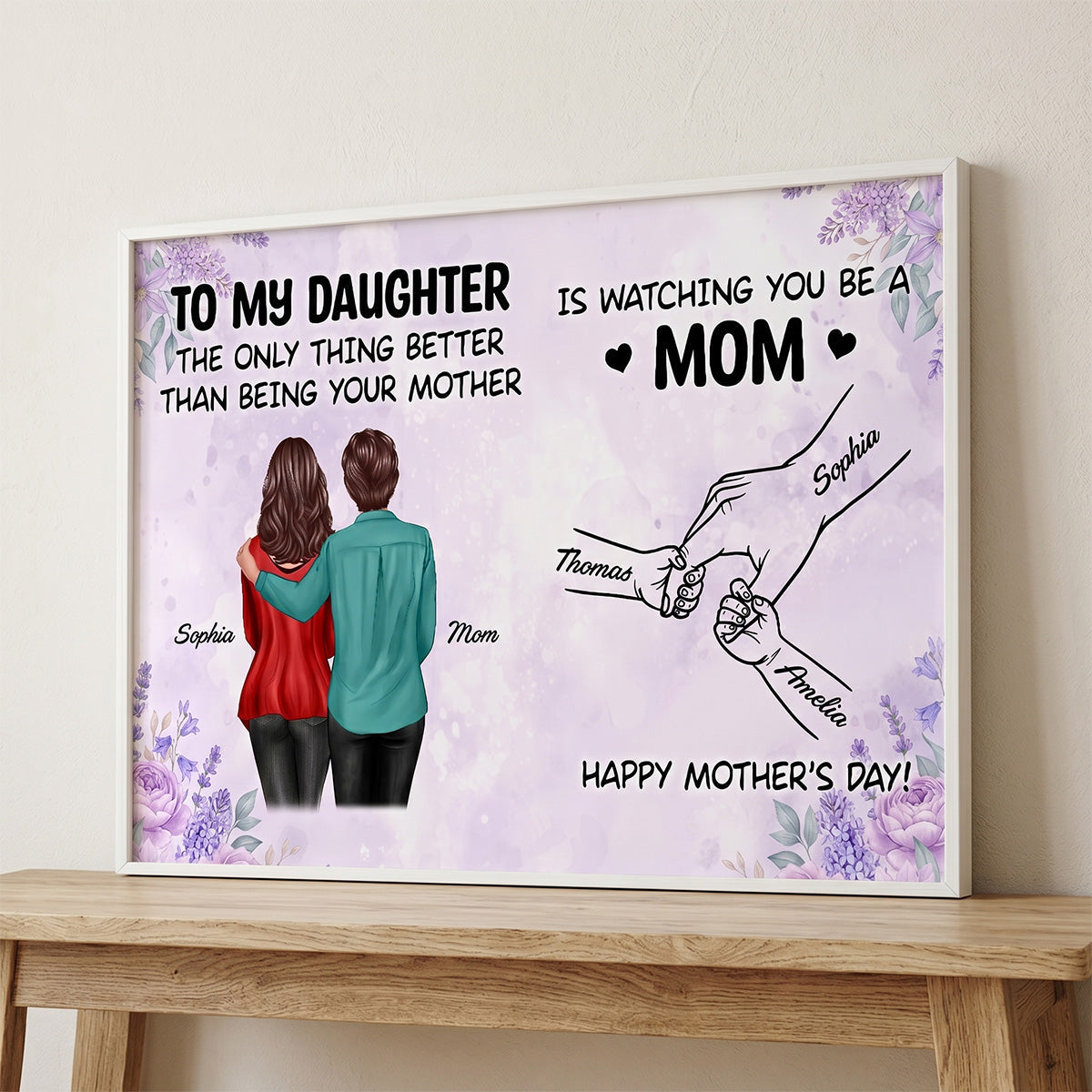 To My Daughter Watching You Be A Mom Flower Floral Purple Tone - Personalized Poster - Mother's Day Gift