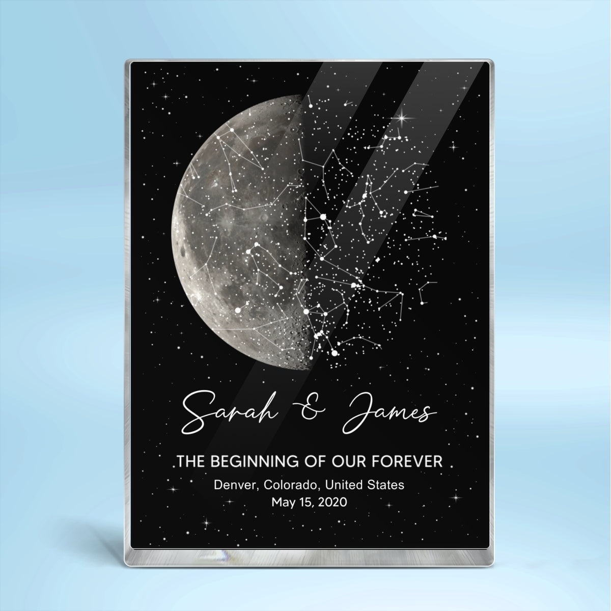 The Night It All Began Custom Moon Phase & Star Map - Personalized Acrylic Block Plaque - Gift For Couple
