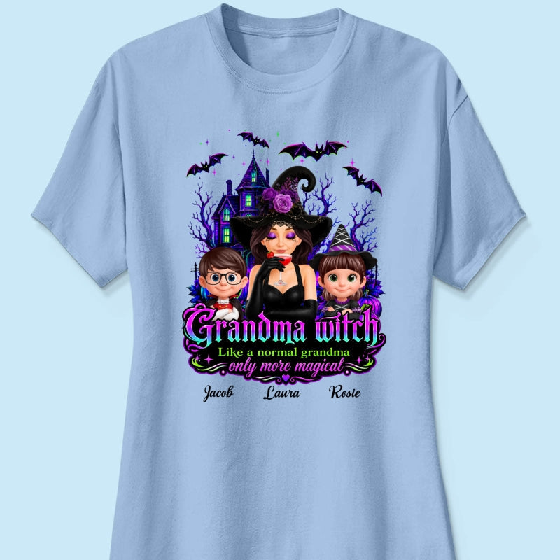 Grandma Mom Witch More Magical - Personalized Shirt - Halloween Spooky Scene, Gift for Grandma