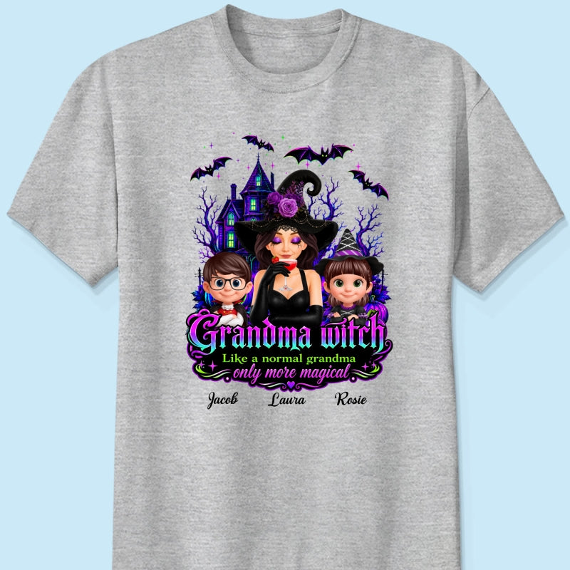Grandma Mom Witch More Magical - Personalized Shirt - Halloween Spooky Scene, Gift for Grandma