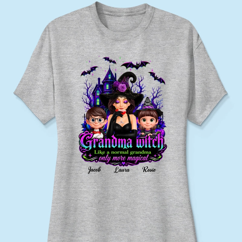 Grandma Mom Witch More Magical - Personalized Shirt - Halloween Spooky Scene, Gift for Grandma