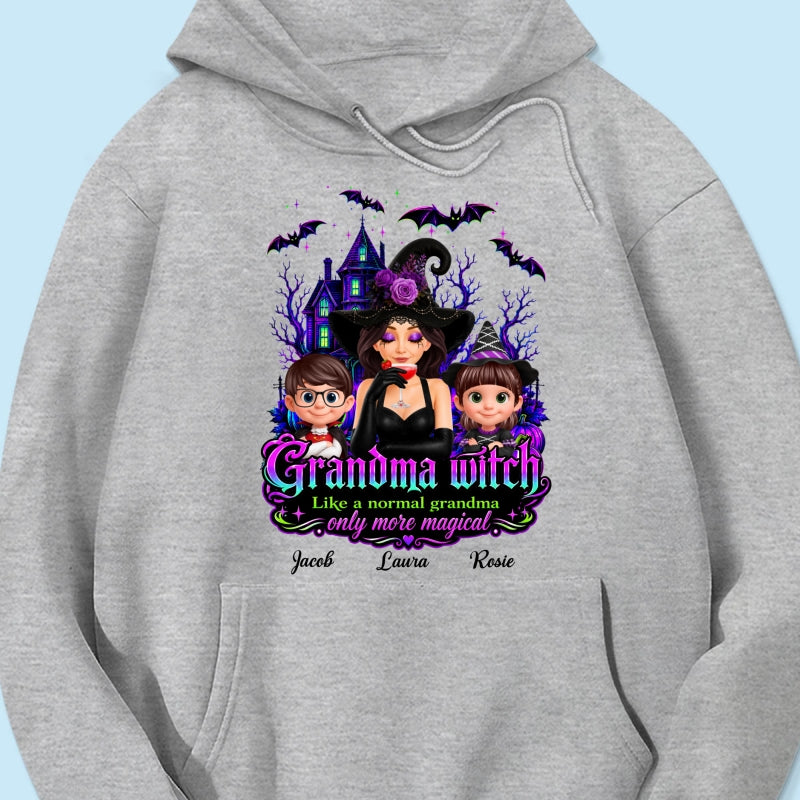 Grandma Mom Witch More Magical - Personalized Shirt - Halloween Spooky Scene, Gift for Grandma