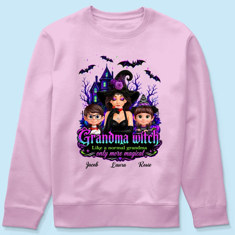 Grandma Mom Witch More Magical - Personalized Shirt - Halloween Spooky Scene, Gift for Grandma