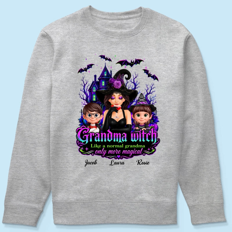 Grandma Mom Witch More Magical - Personalized Shirt - Halloween Spooky Scene, Gift for Grandma