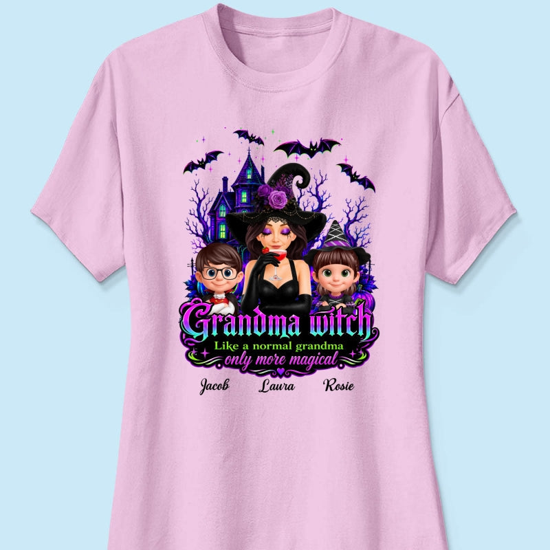 Grandma Mom Witch More Magical - Personalized Shirt - Halloween Spooky Scene, Gift for Grandma