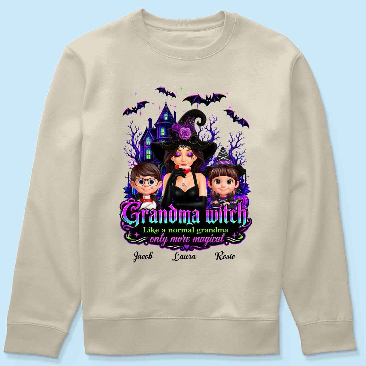 Grandma Mom Witch More Magical - Personalized Shirt - Halloween Spooky Scene, Gift for Grandma
