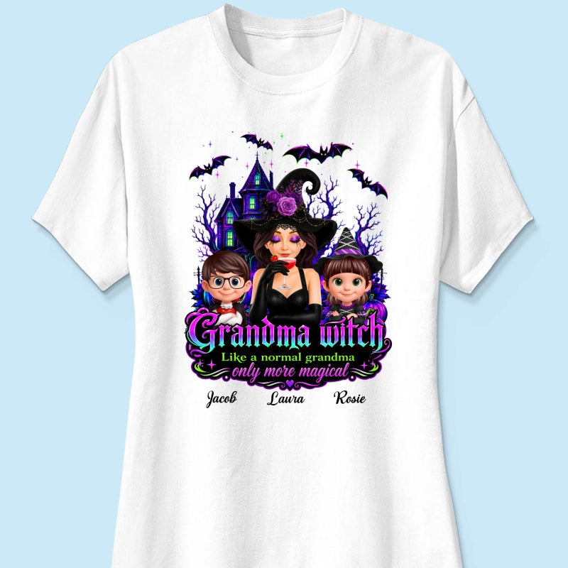 Grandma Mom Witch More Magical - Personalized Shirt - Halloween Spooky Scene, Gift for Grandma