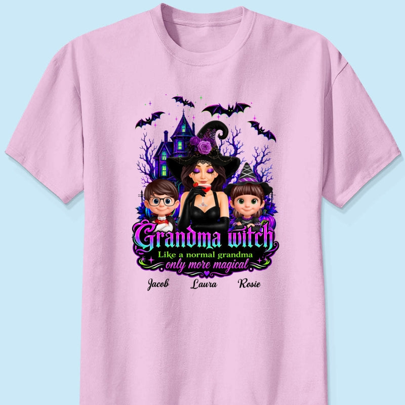 Grandma Mom Witch More Magical - Personalized Shirt - Halloween Spooky Scene, Gift for Grandma